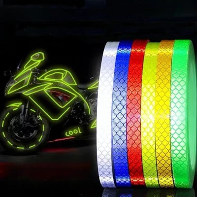 Roți de bicicletă Autocolante reflectorizante Ciclism Fluorescent Reflect bandă bandă adezivă pentru 1cm * 8m MTB Avertisment pentru biciclete Siguranță Decor Stic