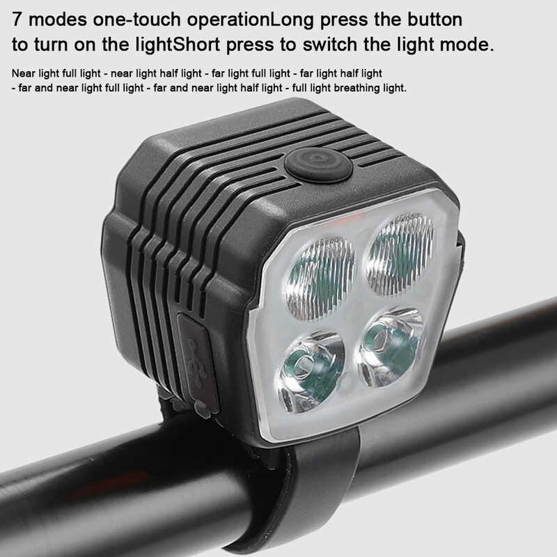 LED velosipēda priekšējais lukturis velosipēda lukturis USB uzlāde ar signāltaures brīdinājuma lampu 2 vienā 7 gaismas režīmi riteņbraukšanas piederumi