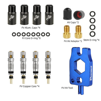 Велосипедна месингова безкамерна сърцевина на клапана Presta W/ Допълнителен уплътнителен пръстен N Алуминиева капачка Резервни части за циклични дюзи, обработени с ЦПУ