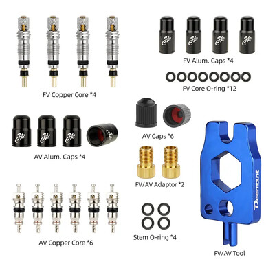 Велосипедна месингова безкамерна сърцевина на клапана Presta W/ Допълнителен уплътнителен пръстен N Алуминиева капачка Резервни части за циклични дюзи, обработени с ЦПУ