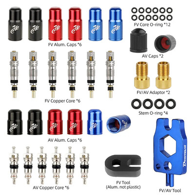 Велосипедна месингова безкамерна сърцевина на клапана Presta W/ Допълнителен уплътнителен пръстен N Алуминиева капачка Резервни части за циклични дюзи, обработени с ЦПУ