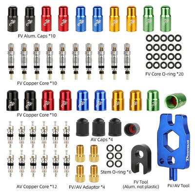 Велосипедна месингова безкамерна сърцевина на клапана Presta W/ Допълнителен уплътнителен пръстен N Алуминиева капачка Резервни части за циклични дюзи, обработени с ЦПУ