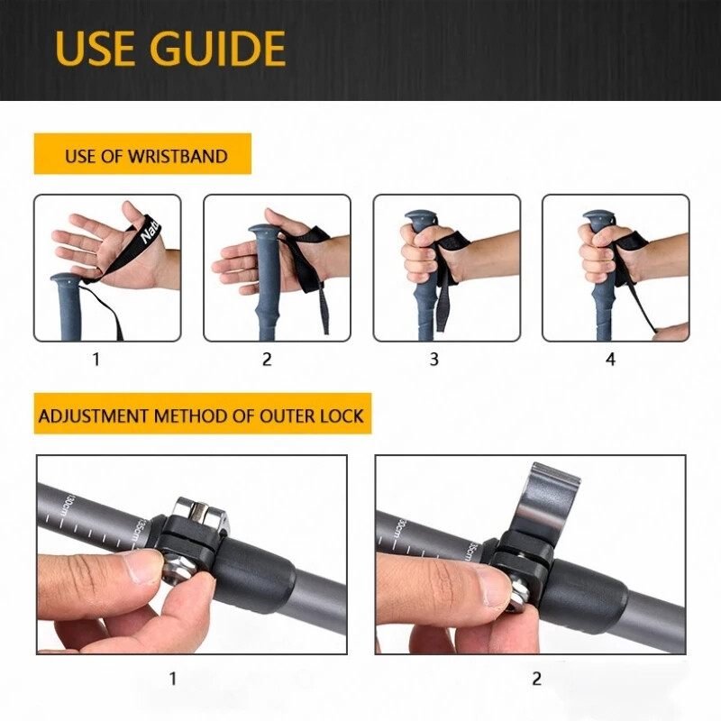 Naturehike saliekams pārgājienu nūjas salokāms spieķis kāpšanai, izvelkams 3 sekciju teleskopiskais alumīnija sakausējums 2024