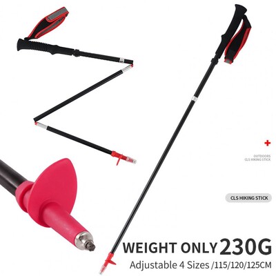 Pārgājienu nūja 4 sekciju salokāma āra alumīnija sakausējuma īpaši viegla spieķi kāpšanas nūja Superlight stick