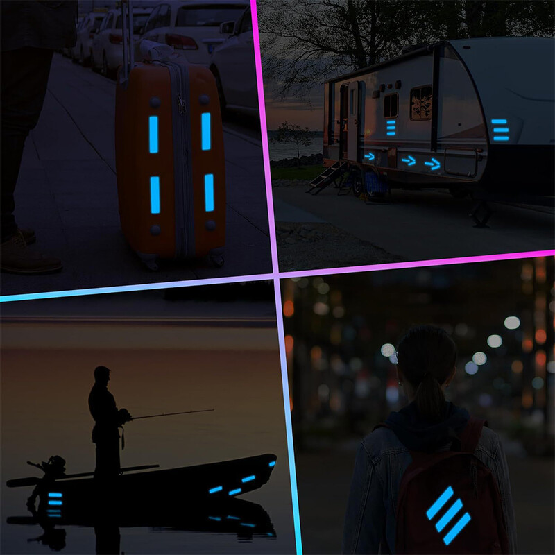 Atstarojošo uzlīmju komplekts Nakts drošība Ūdensizturīgas pašlīmējošās uzlīmes ķiverēm, skeitbordam, velosipēdam, skrejritenim, e-velosipēdam, motociklam