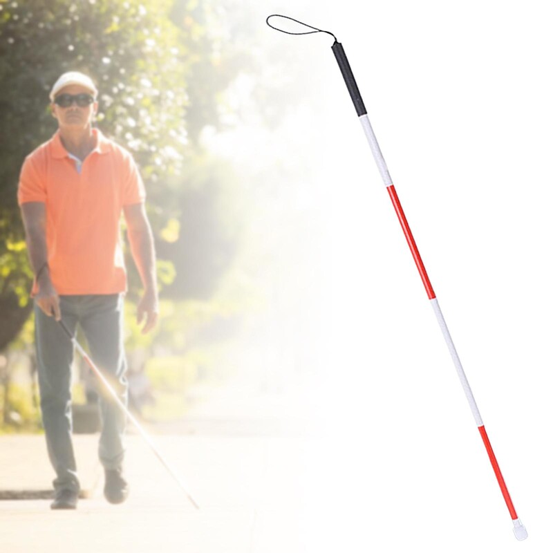 Pārnēsājams salokāms mobilitātes spieķis, atstarojošs līdzsvarojošs mobilitātes palīglīdzeklis, viegls, četru daļu spieķis neredzīgajiem.