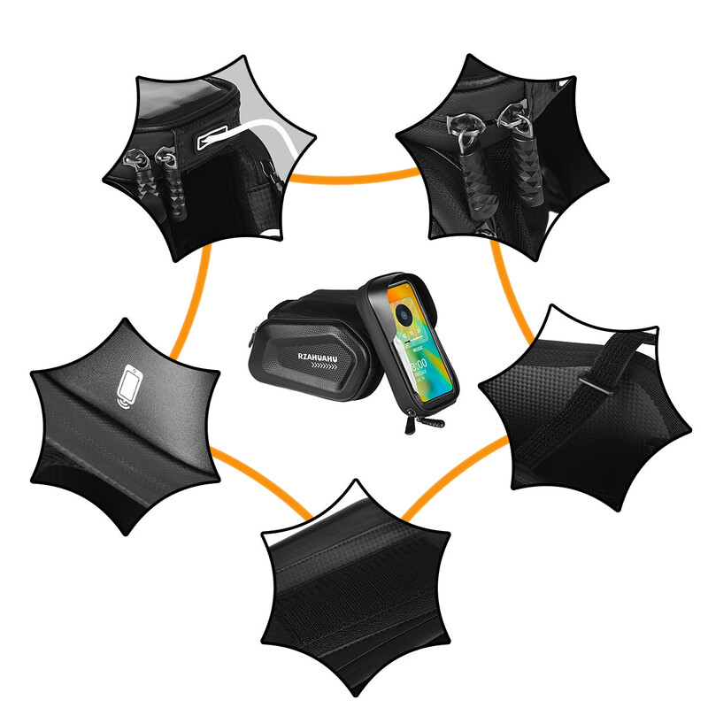 Husă rigidă pentru telefon Impermeabil Reflectantă Geantă cu tub superior de capacitate mare MTB Road Bicicletă Geantă pentru șa Geantă pentru cap Geantă frontală