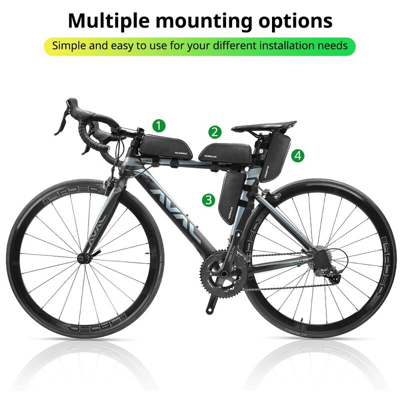 NEWBOLER dviračių krepšys, atsparus lietui dviračiams skirtas viršutinis priekinis vamzdinis rėmo krepšys, didelės talpos MTB plento dviračio krepšys, juodi dviračių priedai