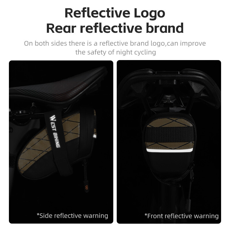 WEST BIKING Jalgratta sadulakott Mini kaasaskantav PU-tööriistade hoiukott Peegeldav tagaistme kott Pritsmete veekindel 3D sadulakott