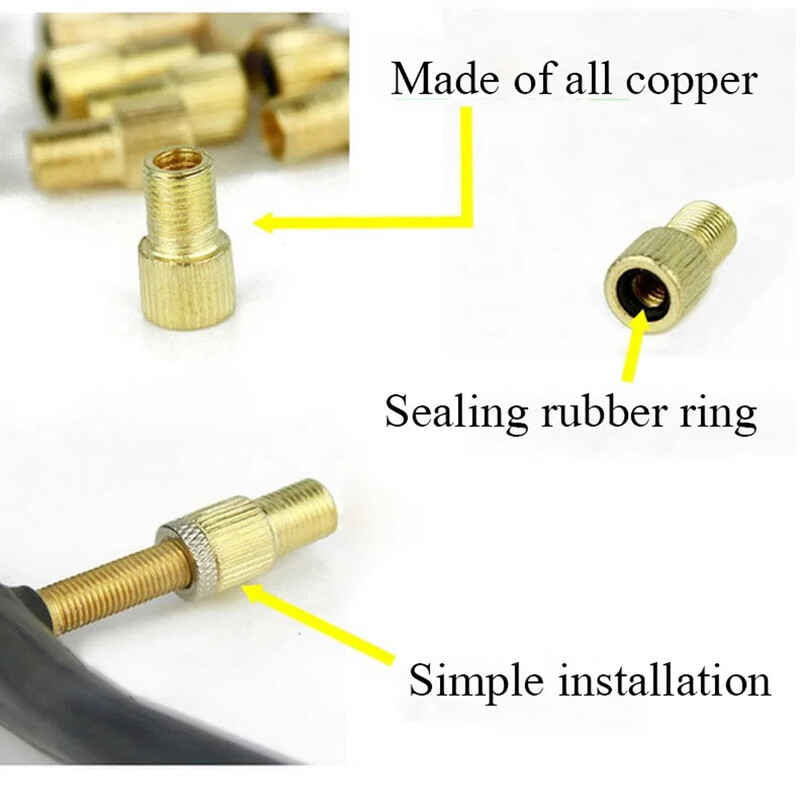 4/5PC F/V uz A/V vārsta adapteris velosipēda vērtības pārveidotājs Presta uz Schrader Golden Bike riepu franču vārstu adapteris velosipēda piederumi