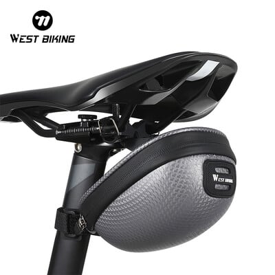 WEST BIKING Mini geantă de șa cu carcasă tare pentru bicicletă, 0,4 l, geantă de depozitare pentru scule pentru bicicletă, EVA, impermeabilă, geantă din spate pentru scaun pentru bicicletă, accesoriu pentru ciclism