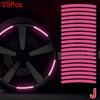 Светлоотражателен стикер за джанта на автомобилна гума Предупредителна лента за нощна безопасност Мотоциклет Велосипед Автоматична главина на колелото Рефлекторни стикери Стикери 20 бр.