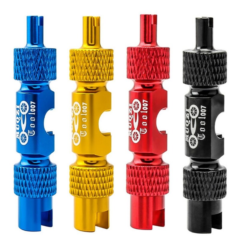 Dvigubos galvutės daugiafunkcis aliuminio lydinio padangų antgalis „pasidaryk pats“ veržliarakčio vožtuvo nuėmimas veržliarakčio vožtuvo šerdies įrankis dviračių priedai