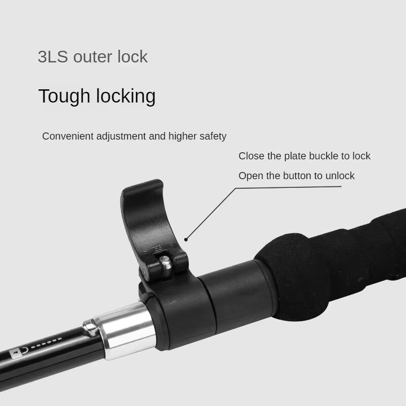 Īpaši vieglas alumīnija pārgājienu nūjas, salokāmas kāpšanas pārnēsājamas alpīnisma palīgs ar taisnu saķeri pārgājienu nūjas