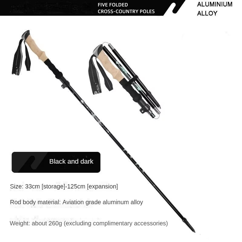 Īpaši vieglas alumīnija pārgājienu nūjas, salokāmas kāpšanas pārnēsājamas alpīnisma palīgs ar taisnu saķeri pārgājienu nūjas