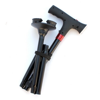 Višenamjenski sklopivi štap, prijenosno pametno LED svjetlo s četiri baze, funkcija alarma, osvjetljenje, protuklizni štap za starije osobe, planinarenje