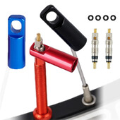 Pridedamas dviračio padangų vožtuvų įrankių rinkinys su prancūziško aliuminio lydinio purkštukų dangteliais ir šerdies išmontavimo įrankiu, vario šerdies guminiais žiedais