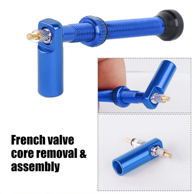 Pridedamas dviračio padangų vožtuvų įrankių rinkinys su prancūziško aliuminio lydinio purkštukų dangteliais ir šerdies išmontavimo įrankiu, vario šerdies guminiais žiedais