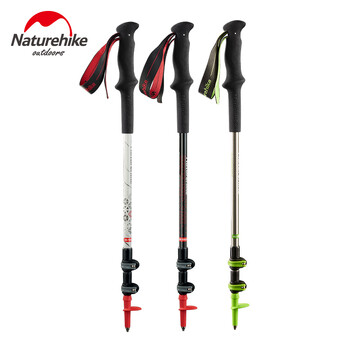 NatureHike 185g Υψηλής αντοχής, εξαιρετικά ελαφρύ μπαστούνι πεζοπορίας από κράμα αλουμινίου από ίνες άνθρακα, εξωτερικά κλειδωμένο τηλεσκοπικό μπαστούνι