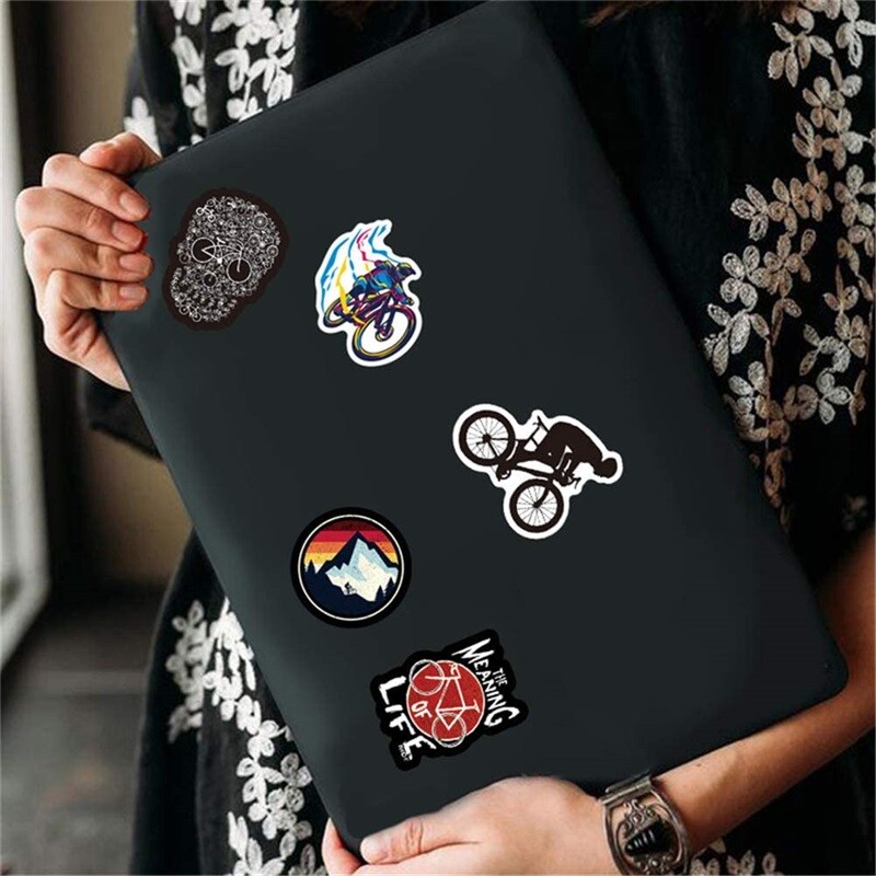 50 vnt kalnų dviračių lipdukai rėmo apsaugos PVC vandeniui atsparus plento MTB dviračio lipdukas, skirtas „pasidaryk pats“ nešiojamojo kompiuterio telefono dviračio priedams