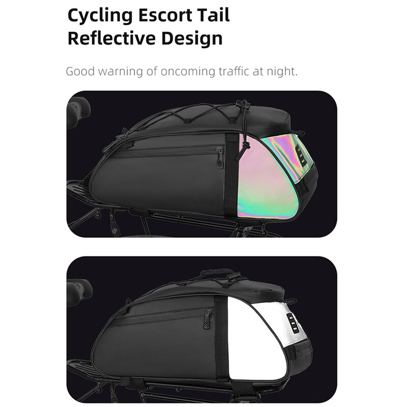 Lixada velosipēda bagāžnieka soma Lielas ietilpības atstarojoša velosipēda aizmugurējā bagāžnieka soma Daudzfunkcionāla velosipēda bagāžas soma Izturīga ūdensizturīga soma