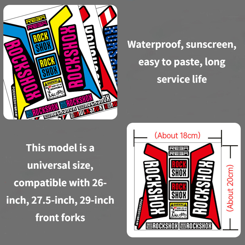 Rockshox priekinių šakių lipdukas kalnų dviračio priekinės šakės lipdukai vandeniui atsparūs dekoratyviniai dviračių lipdukai dviračių priedai
