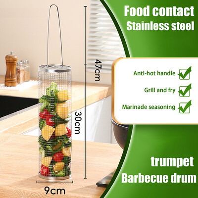 Kavezi za roštilj od nehrđajućeg čelika Košara za roštilj Posuđe za kampiranje Vanjski prijenosni okrugli roštilj Rešetka za logorsku vatru Košara za roštilj