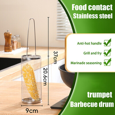 Kavezi za roštilj od nehrđajućeg čelika Košara za roštilj Posuđe za kampiranje Vanjski prijenosni okrugli roštilj Rešetka za logorsku vatru Košara za roštilj