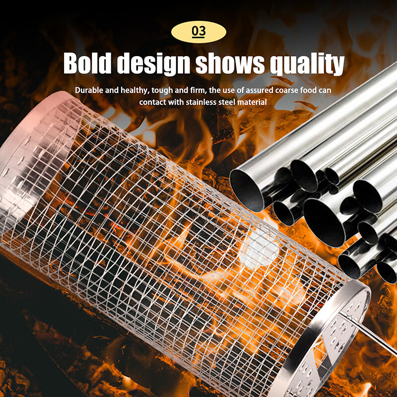 Kavezi za roštilj od nehrđajućeg čelika Košara za roštilj Posuđe za kampiranje Vanjski prijenosni okrugli roštilj Rešetka za logorsku vatru Košara za roštilj
