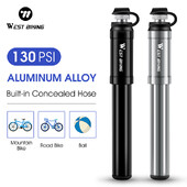 WEST BIKING pārnēsājams velosipēda augstspiediena sūknis ar šļūteni MTB šosejas velosipēds Schrader Presta Valve alumīnija sakausējuma riteņbraukšanas piepūtējs