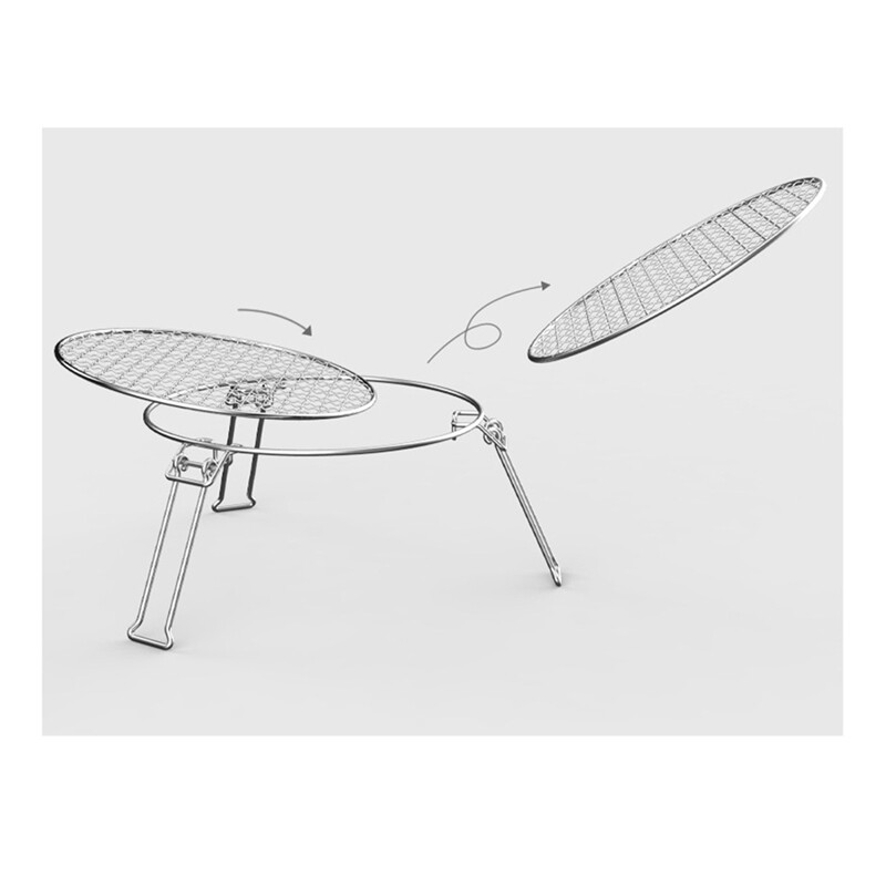 Āra bārbekjū grils, apaļš grila paliktnis, grils, nepiedegošs picas tīkls, sabiezināts, salokāms pārnēsājams grila paliktnis