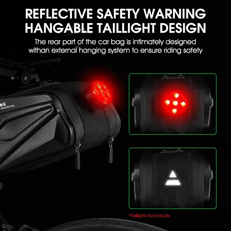 WEST BIKING Велосипедна чанта за опашка 2.6L Капацитет Светлоотразителна велосипедна чанта за седло Водоустойчива твърда чанта MTB Аксесоари за шосейни велосипеди