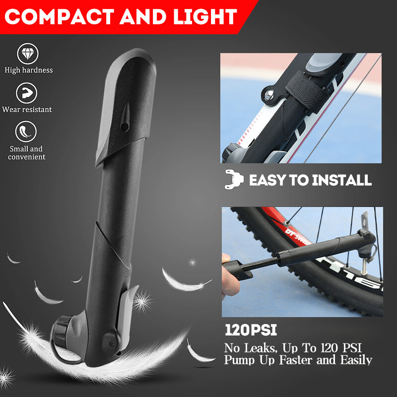 Mini pārnēsājams velosipēda sūknis, gaisa spiediena mērītājs kalnu velosipēda sūknis āra AV/FV vārsts MTB velosipēda gaisa piepūšana