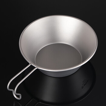 Tiartisan 260ml Titanium Camping Sierra Bowl με σταθερή λαβή Υπαίθριο πικνίκ Υπερελαφρύ φορητό Μπολ Γεύματος Σαλάτας Δοχείο τροφίμων