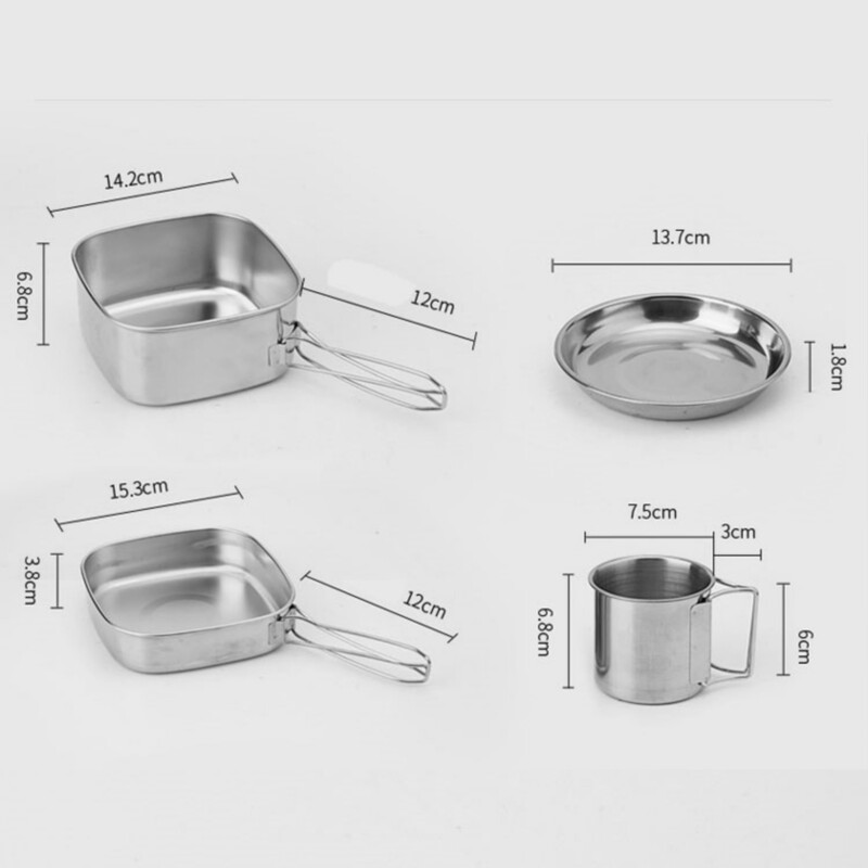 pikniks, izmantojot pārtikas uzglabāšanas komplektu sešu gabalu komplekti Outdoor Camping Virtuves komplekts Pārnēsājams īpaši viegls pikniks