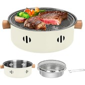 Āra kempinga grils ar oglēm grils ar grilu daudzfunkcionāls gatavošanas pikniks, apaļa, nepiedegoša bārbekjū plīts