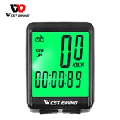 WEST BIKING Velosipēdu bezvadu dators MTB šosejas velosipēda odometra ūdensizturīgs ar fona apgaismojumu velo spidometra LED ātruma hronometrs