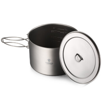 TOMSHOO Camping Cookware Κατσαρόλα Titanium 0,75L/0,9L/1,1L/1,6L/2L/2,8L Υπερελαφριά κρεμαστή κατσαρόλα με πτυσσόμενη λαβή με καπάκι, μαγείρεμα σε εξωτερικό χώρο