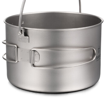 TOMSHOO Camping Cookware Κατσαρόλα Titanium 0,75L/0,9L/1,1L/1,6L/2L/2,8L Υπερελαφριά κρεμαστή κατσαρόλα με πτυσσόμενη λαβή με καπάκι, μαγείρεμα σε εξωτερικό χώρο