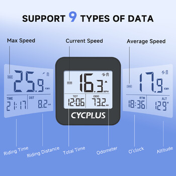 CYCPLUS GPS Ποδήλατο υπολογιστή Ασύρματο χρονόμετρο IPX6 Αδιάβροχο οδόμετρο ποδηλάτου Αξεσουάρ ποδηλάτου Ταχύμετρο