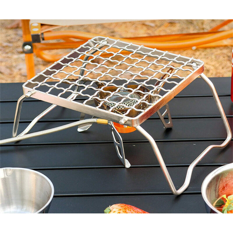 1 бр. Външен държач за печка от неръждаема стомана, преносим сгъваем грил, скара, тава, поставка, скара