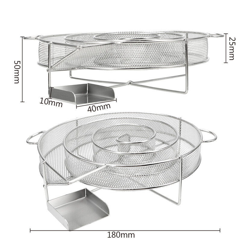 Стоманена скара за барбекю Пушач Сьомга Бекон Риба Мини ябълка Кутия за пушене на дървени стърготини Генератор на студен дим Пушач Дървесен прах Горещ нов