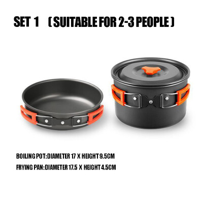 Преносим комплект за къмпинг съдове за готвене Външен съд за готвене Тиган Гърне Купа Лъжица Вилица Прибори за туризъм Пикник Пътуване Wild Campismo