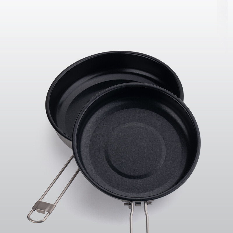 Tiartisan Titanium Ultralight незалепващ тиган за пържене със свалящи се сгъваеми дръжки Преносима чиния за пикник на открито, къмпинг, готварски съдове