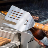 5 vienā grila lāpstiņa ar nazi, daudzfunkcionāla grila lāpstiņa ar koka rokturi, BBQ griliem un kebabiem kempinga piknikiem