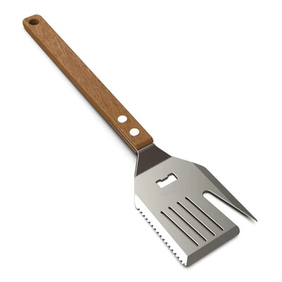 5 vienā grila lāpstiņa ar nazi, daudzfunkcionāla grila lāpstiņa ar koka rokturi, BBQ griliem un kebabiem kempinga piknikiem