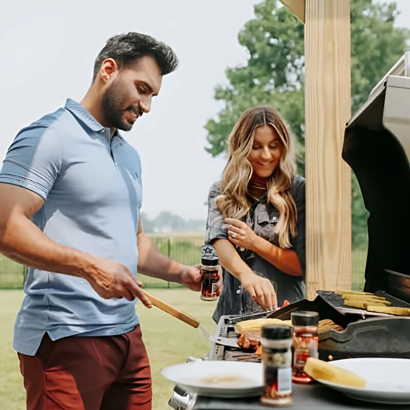 5 vienā grila lāpstiņa ar nazi, daudzfunkcionāla grila lāpstiņa ar koka rokturi, BBQ griliem un kebabiem kempinga piknikiem