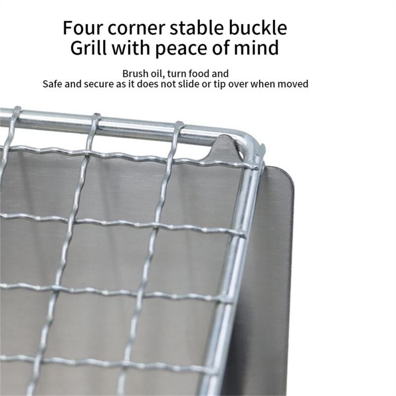 Pārnēsājams saliekams bārbekjū grils Apkures krāsnis Daudzfunkcionāls kempings BBQ grila plaukts tīkls Malkas plīts nerūsējošā tērauda BBQ grils