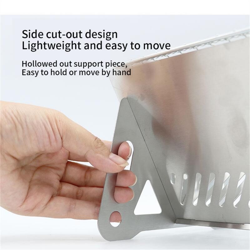 Pārnēsājams saliekams bārbekjū grils Apkures krāsnis Daudzfunkcionāls kempings BBQ grila plaukts tīkls Malkas plīts nerūsējošā tērauda BBQ grils