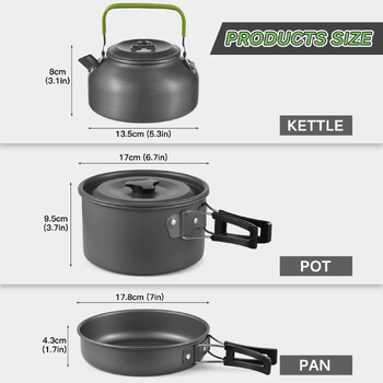 TOMSHOO 21 τμχ Σετ μαγειρικών σκευών κάμπινγκ Mess Kit Σετ μαγειρικής κατσαρόλας και τηγανιού Κάμπινγκ Είδη για υπαίθριο κάμπινγκ Σετ μαγειρικών σκευών σε σακίδιο πεζοπορίας